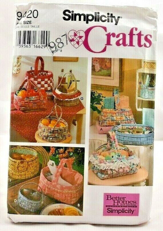 1995 Simplicity Sewing Pattern 9420 Design Your Own Woven Fabric Basket Vtg 7637