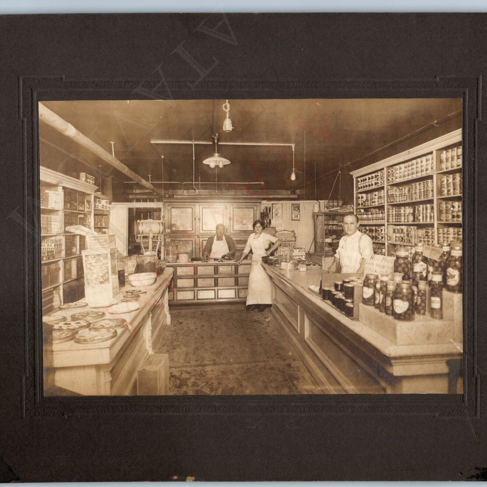1900s Chicago Goldstein Bros Bakery Grocery Store Interior Cabinet Card Photo 3B
