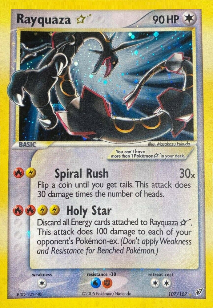 POKEMON EX DEOXYS GOLD STAR HOLO RAYQUAZA #107 CARD 2005 Magnet @ 3\