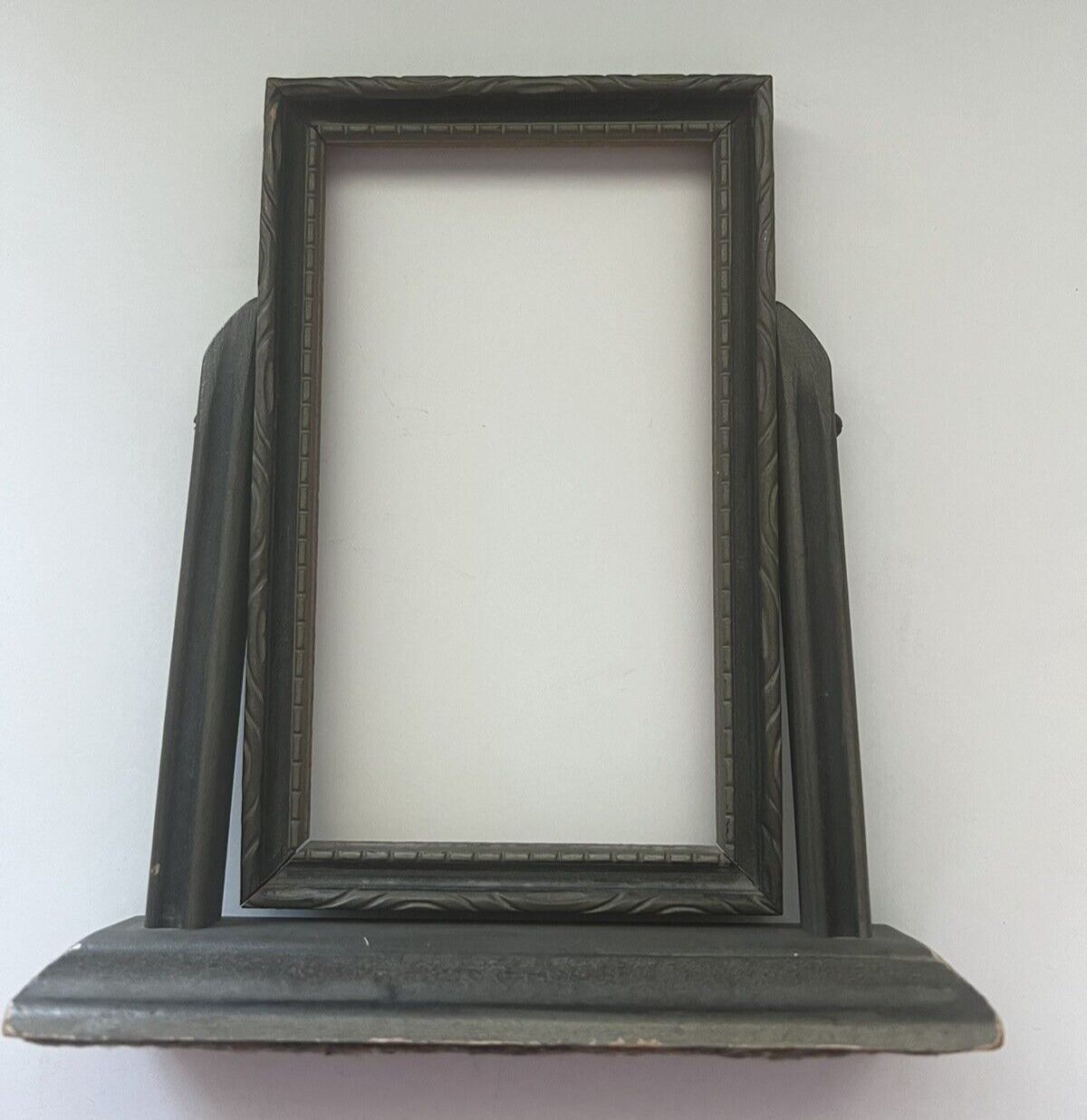Vintage Wood Picture Frame Swivel Art Deco Swing Tilt Tabletop Silver Grey