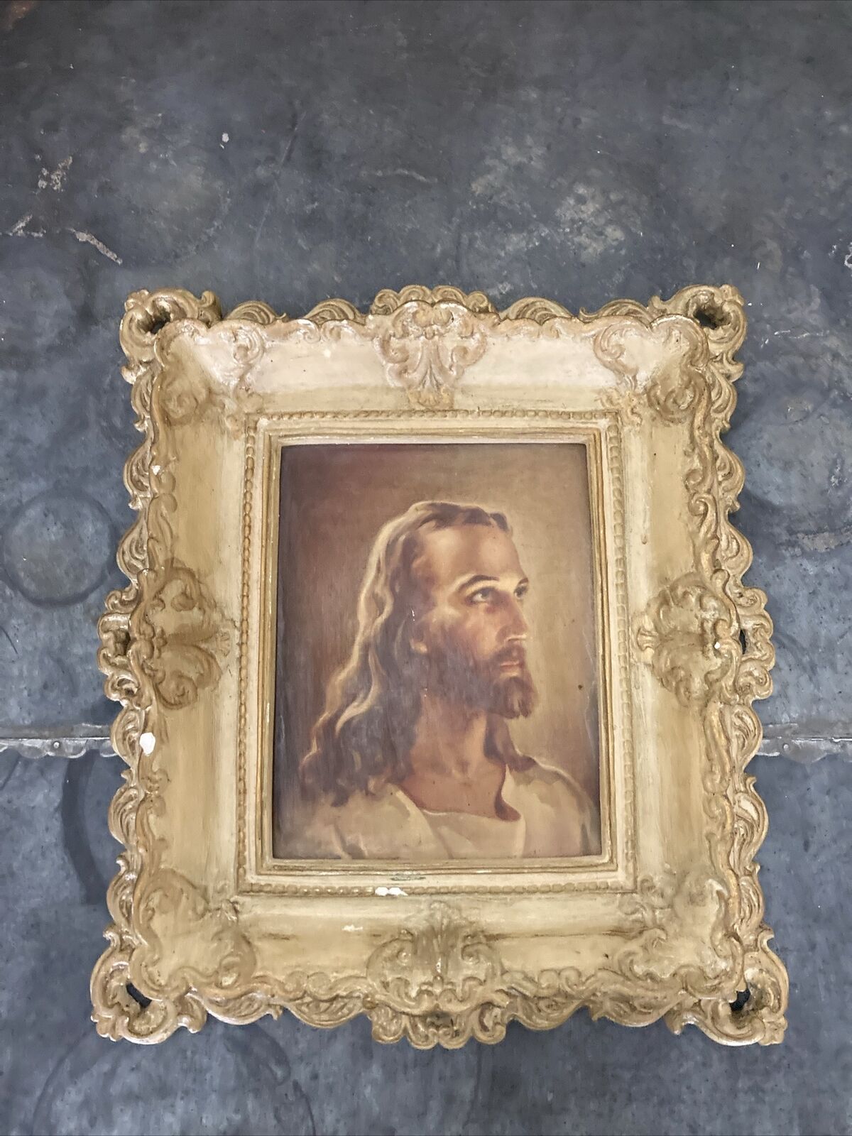 Vintage Framed Jesus Christ Picture 13”x14.5”