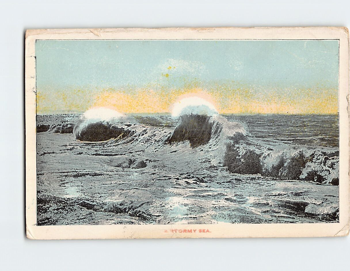 Postcard Stormy Sea USA North America
