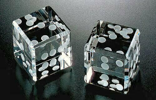 Pair of Dice Paperweight 1.5 inch With White Dots and Gift Box