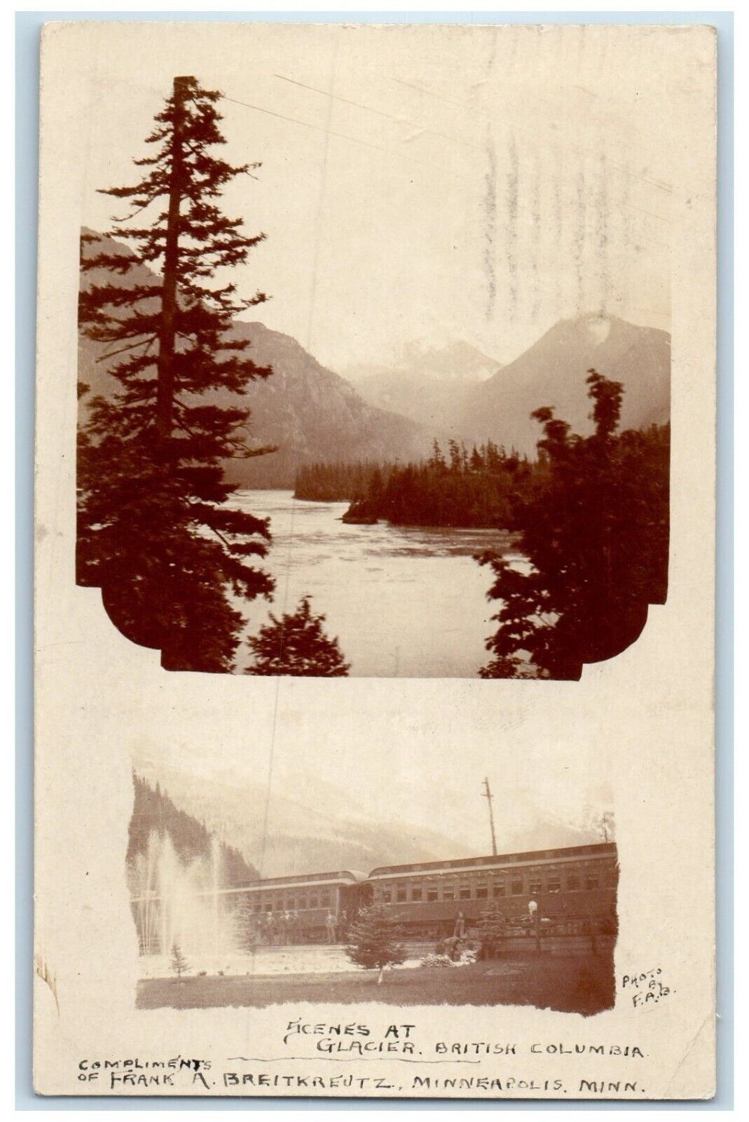 1908 Scenes At Glacier British Columbia Minneapolis MN RPPC Photo Postcard