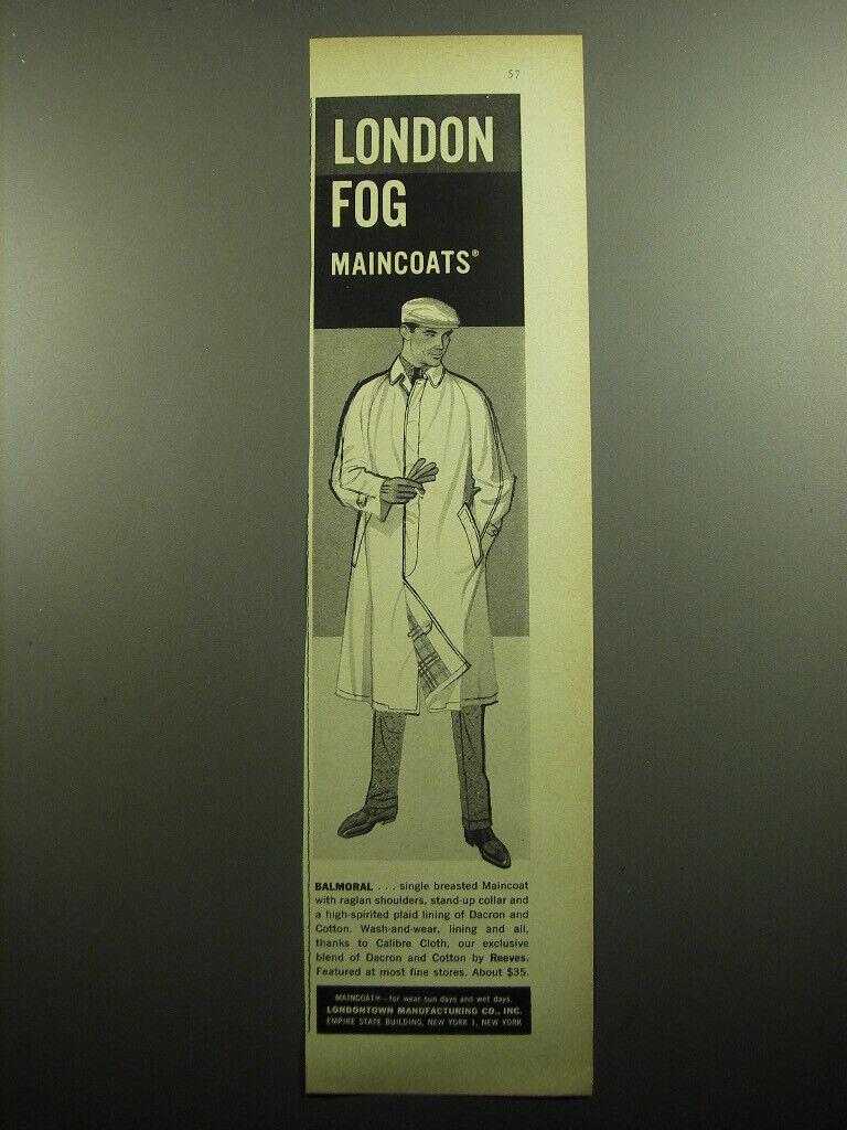1958 London Fog Maincoats Ad - Balmoral