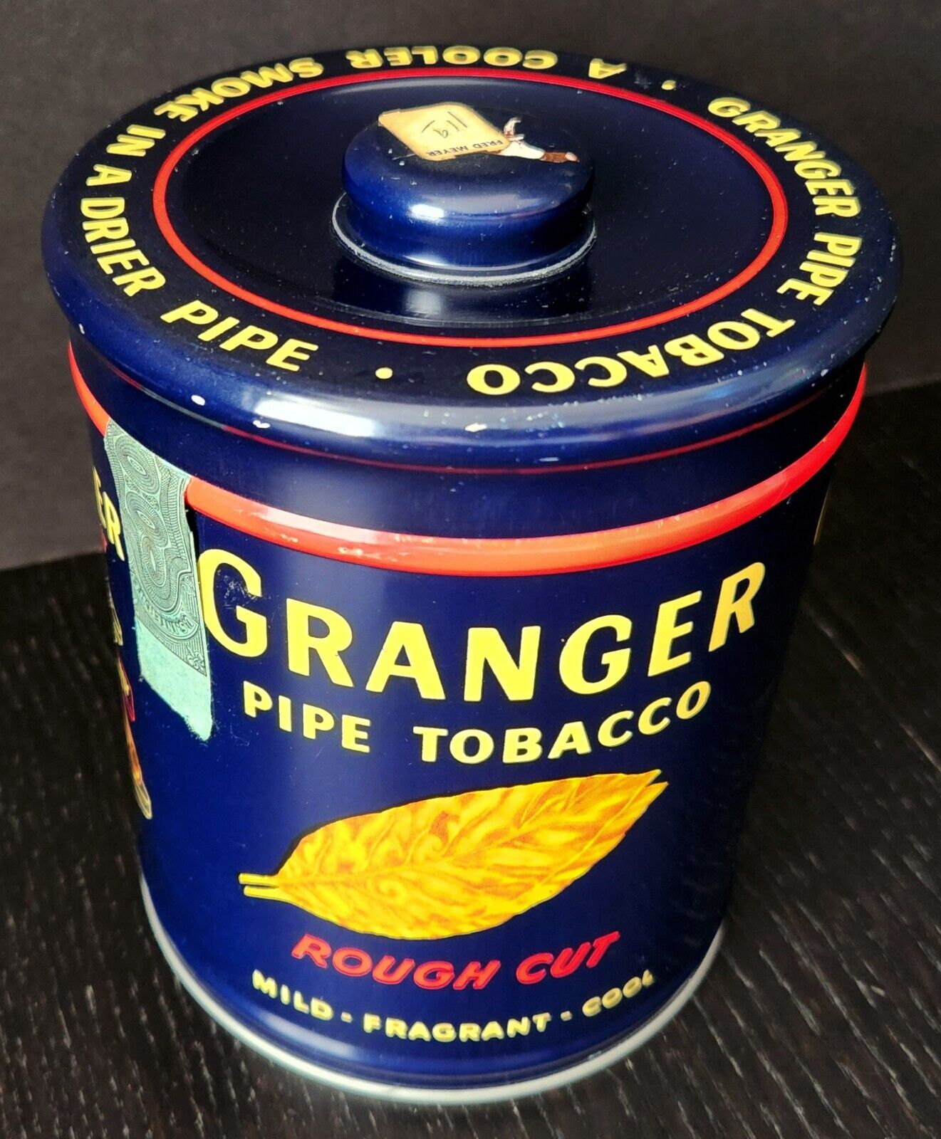Vintage Metal Granger Rough Cut Pipe Tobacco Tin Can Liggett & Myers Co Pointer