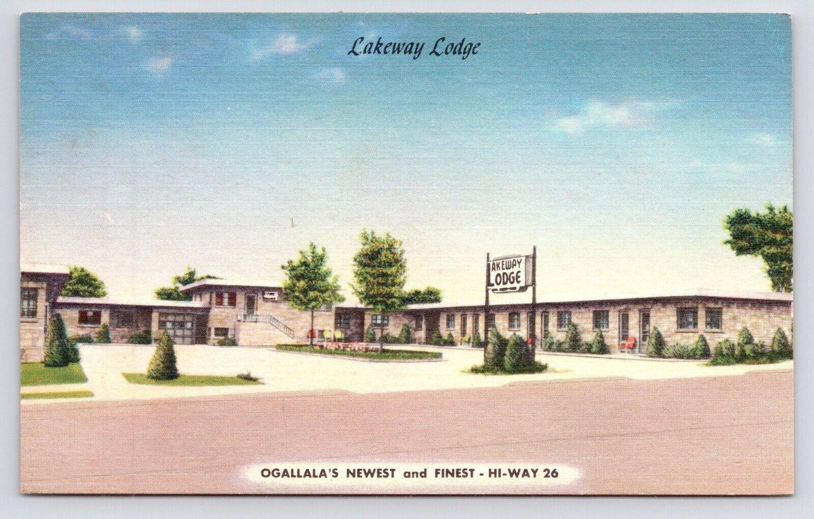 c1940s~Ogallala Nebraska NE~Lakeway Lodge~Best Western Motel~Vintage Postcard