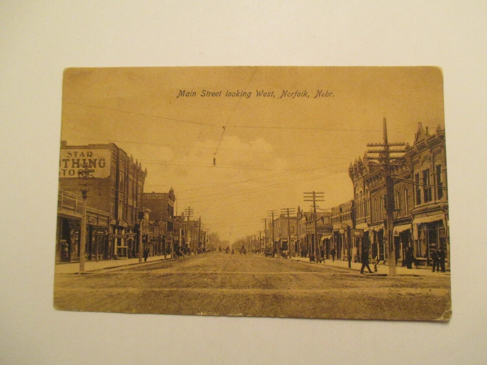 Norfolk Nebraska Postcard Main Street looking West 1908 NE
