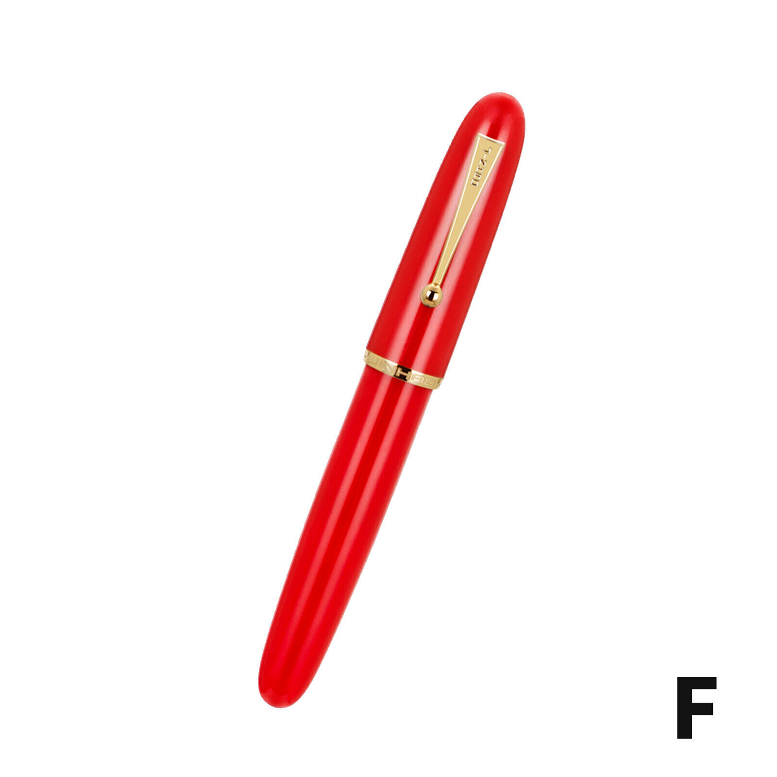 Jinhao 9019 Fountain Pen #8 F/M Heartbeat Nib, Vivid Red Resin & Large ConvertHT