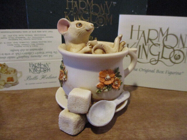 Harmony Kingdom Belle Helene Mouse in Tea Cup UK Made Box Figurine FREE US SHIP