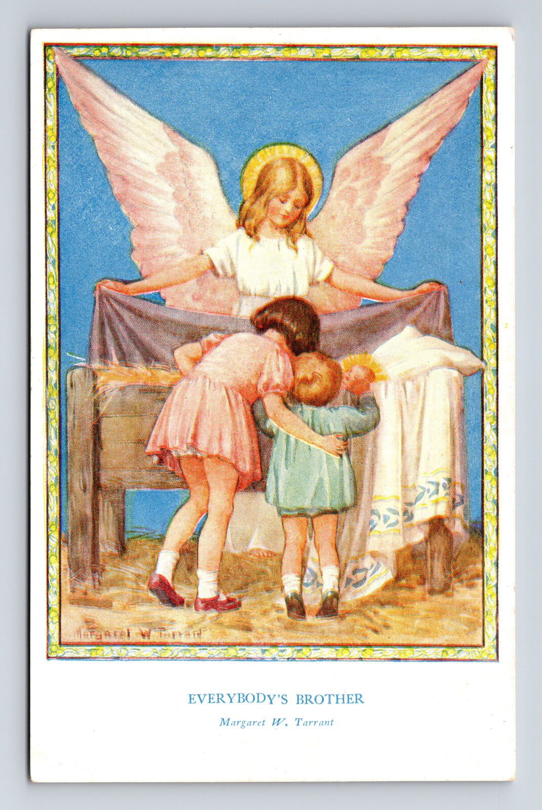 Artist Signed Margaret W Tarrant Everybody\'s Brother Angel & Girls Postcard