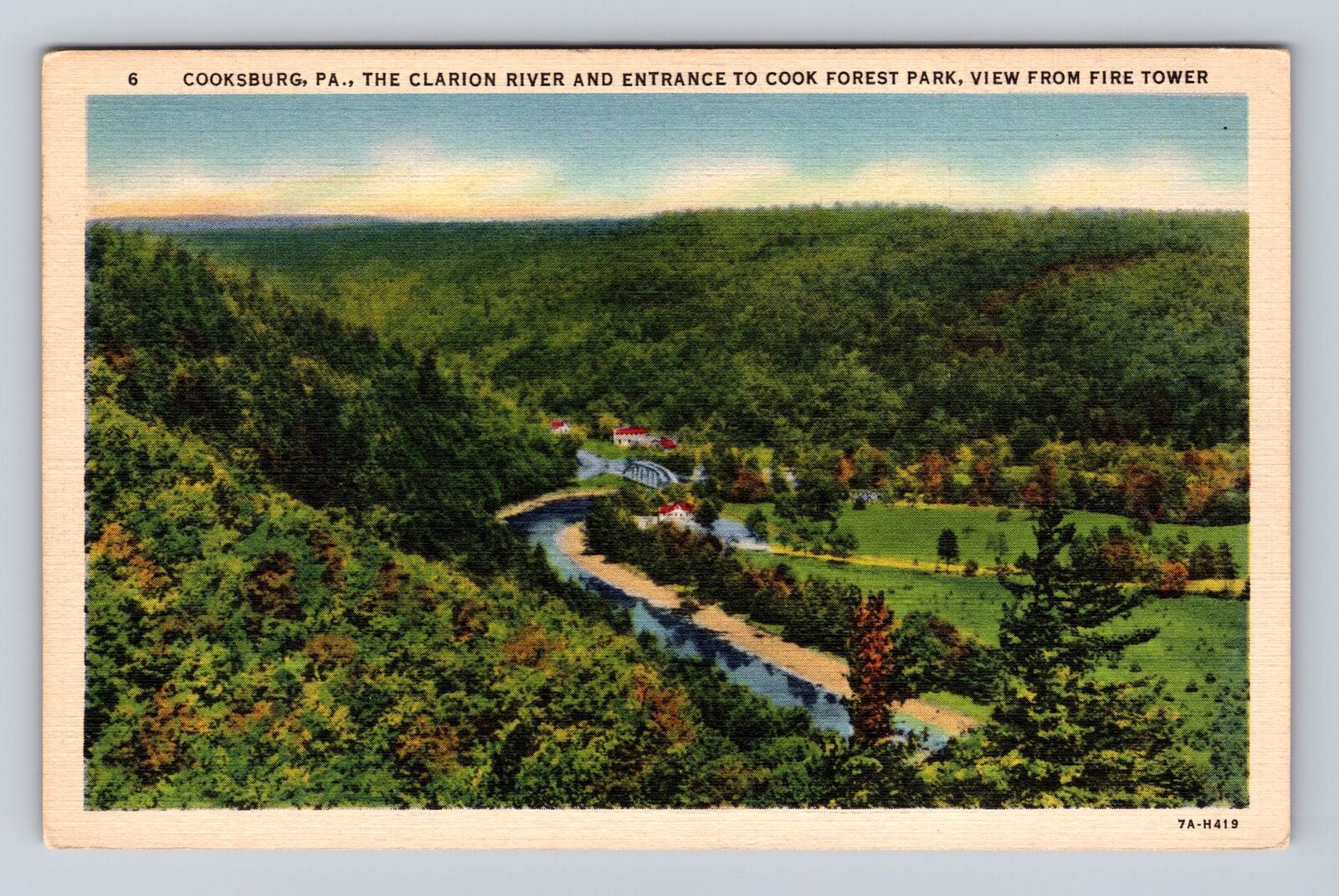 Cooksburg PA-Pennsylvania, Clarion River, Cook Forest Park, Vintage Postcard