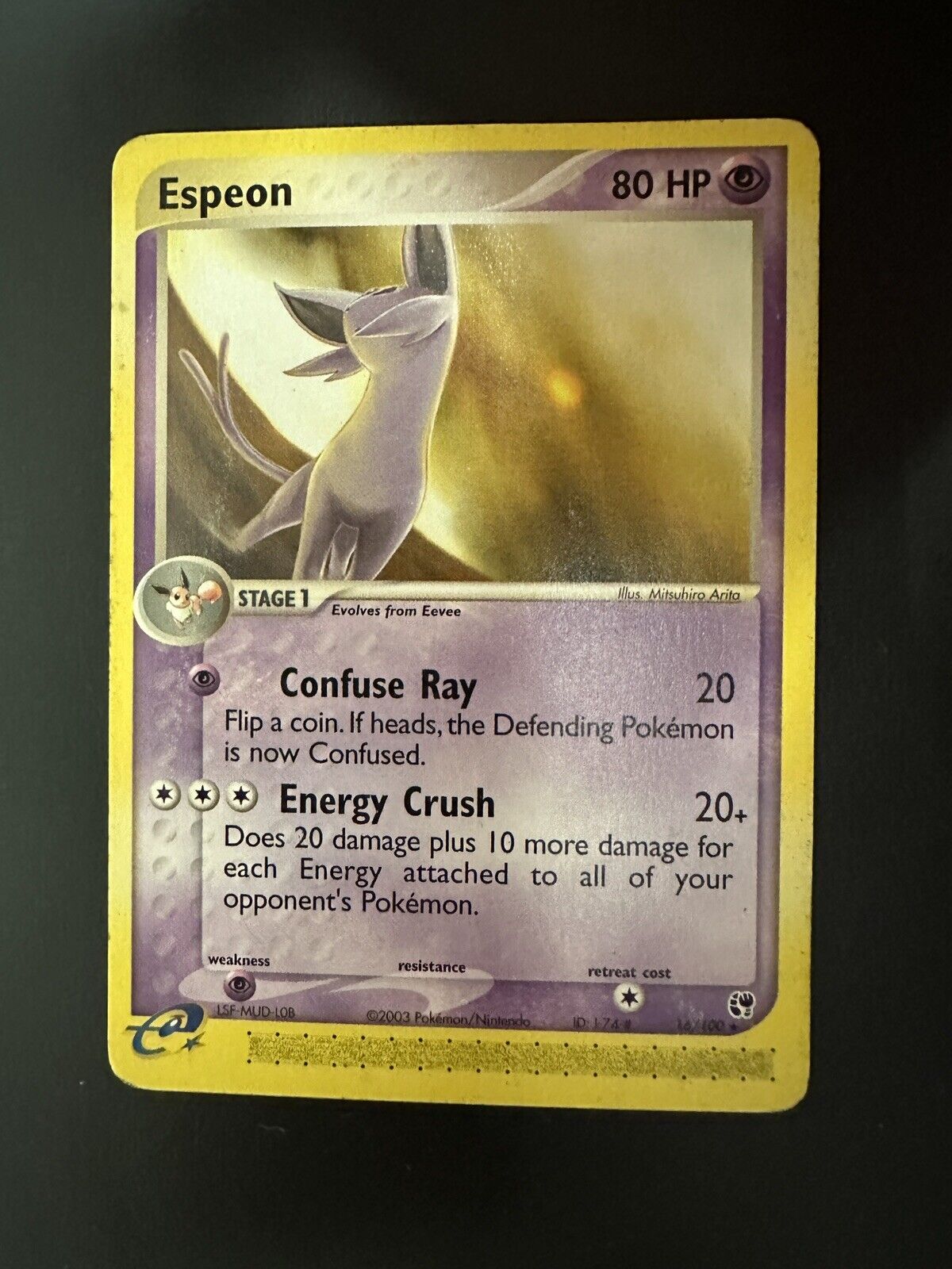 Pokemon Card Espeon 16/100 EX Sandstorm Non Holo Rare. Played