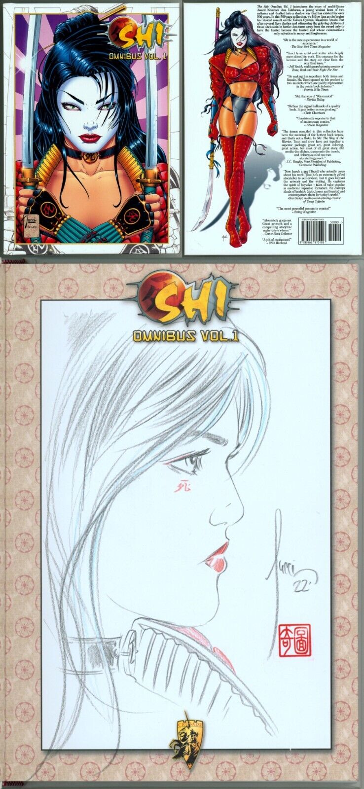 Billy Tucci SIGNED Shi Omnibus w/ Original Comic Art Sketch Tomoe + Shi vs Tomoe
