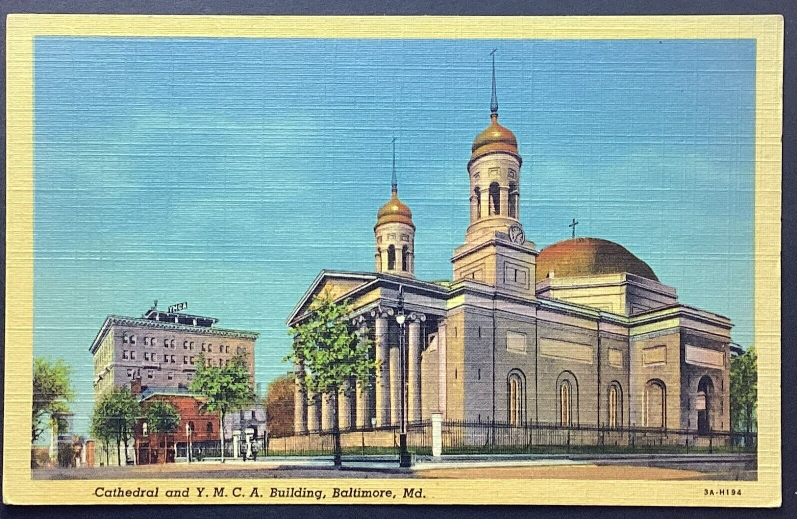 Baltimore Maryland Cathedral and YMCA Vintage Linen Postcard Unposted