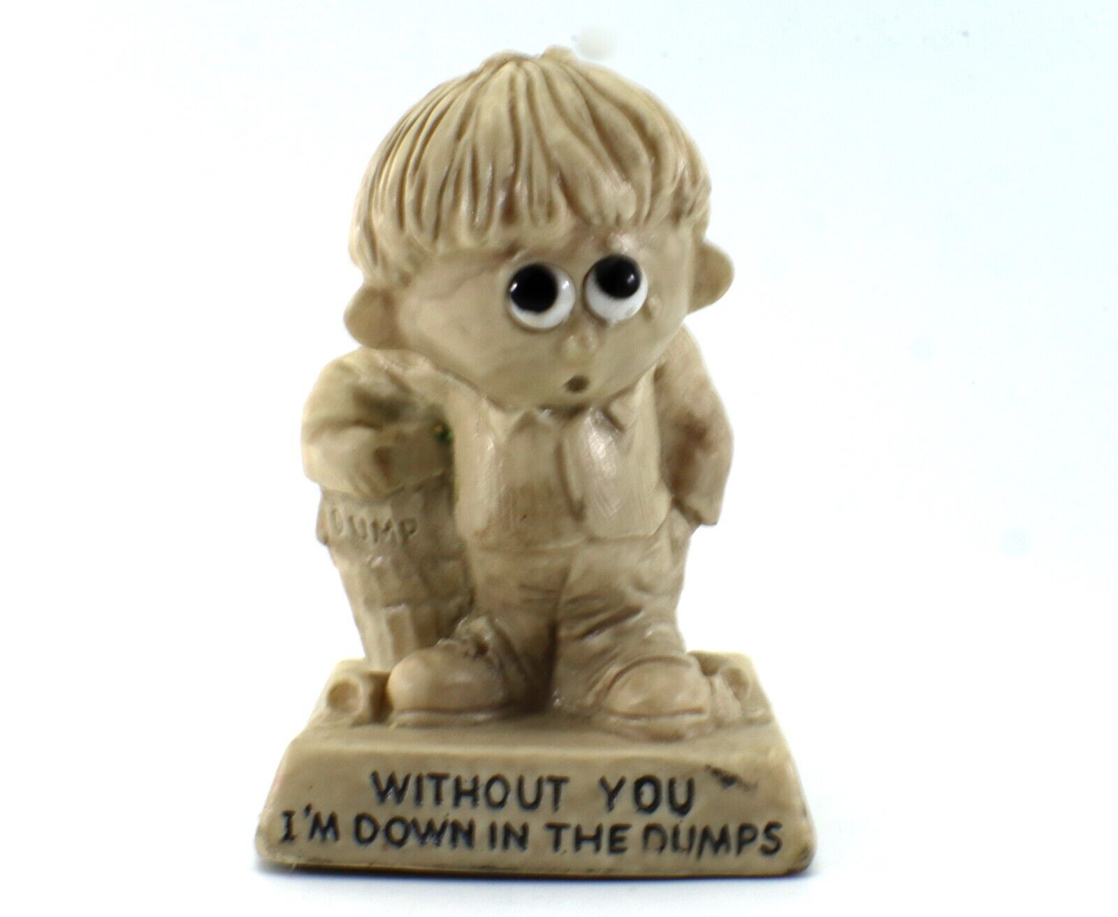 Russ Berrie Figurine WITHOUT YOU IM DOWN IN THE DUMPS Whimsical USA 1969 Vintage