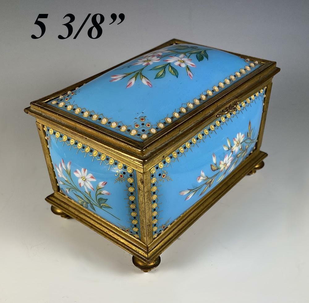 Fine Antique French Kiln-fired Enamel Jewelry Box, Casket, Napoleon III, Sevres