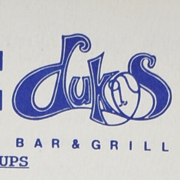 Vintage 1989 Dukes Bar & Grill Restaurant Menu Bellevue Seattle Washington