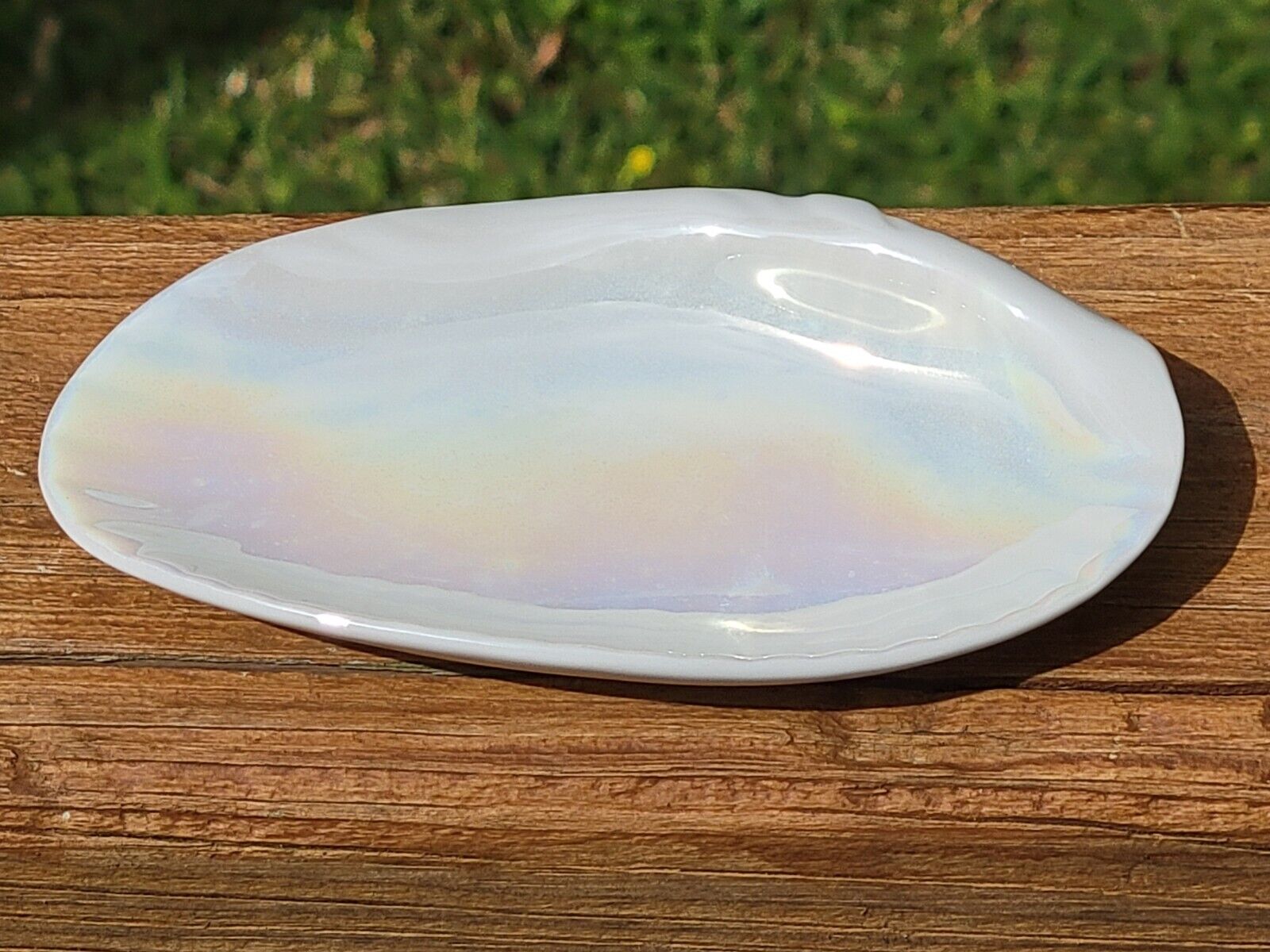 Wedgwood Small Nautilus Lustre Trinket Dish – White, Shell Shaped, 4 ½” x 2 ¾”