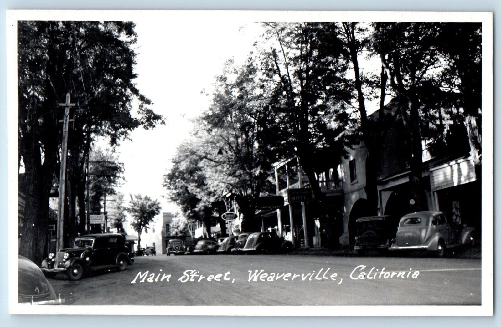 Weaverville California CA Postcard RPPC Photo Main Street Cars c1950's Vintage