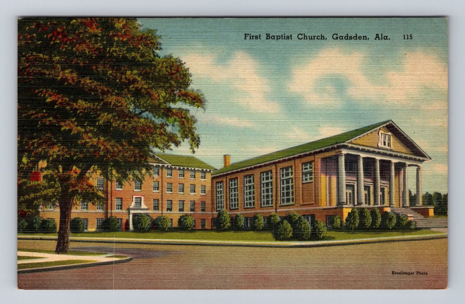 Gadsden AL-Alabama, First Baptist Church, Antique, Vintage Souvenir Postcard