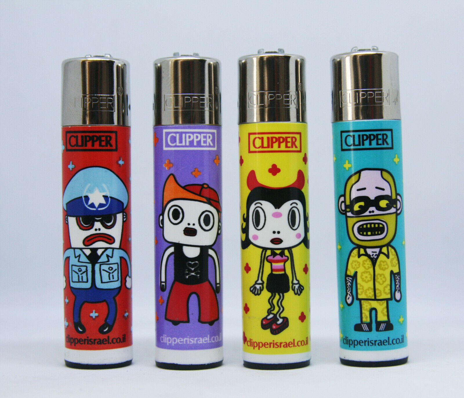Clipper lighters 4 pcs set refillable |New| RARE| TLV DOODLES |Limited Edition|