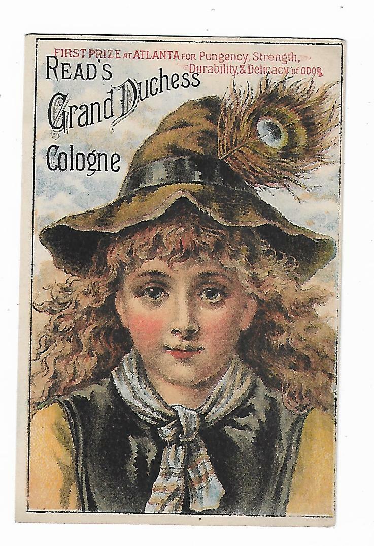 Old Trade Card Read\'s Grand Duchess Cologne WH Read Throat Powder Baltimore MD