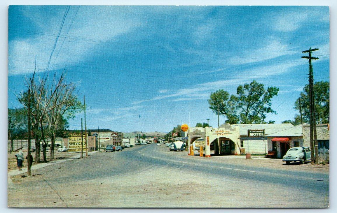 SPRINGERVILLE, AZ Arizona ~ HIGHWAY 60 Street Scene SHELL GAS c1950s Postcard