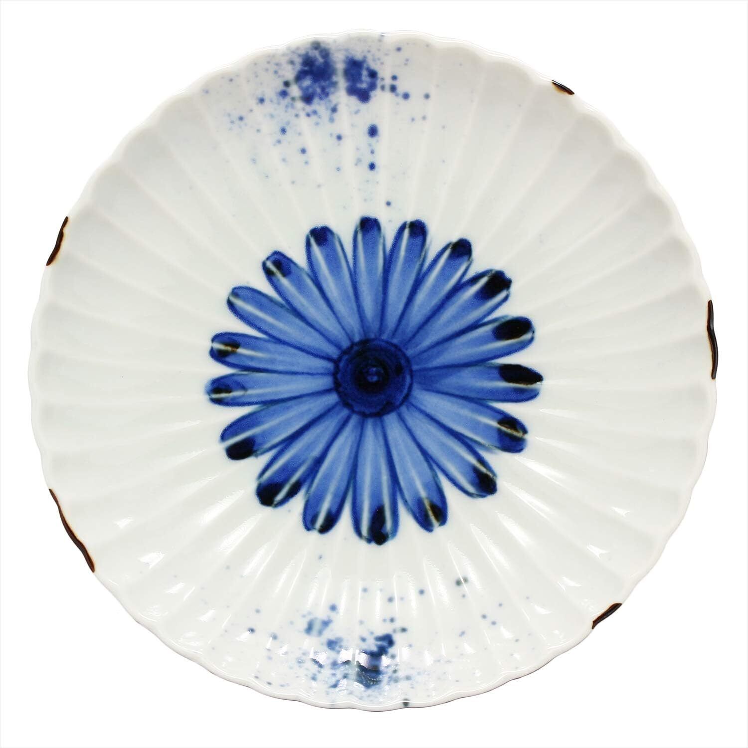 Hamato Medium Plate White 15.7cm Hasami Ware Chrysanthemum Painting 404177