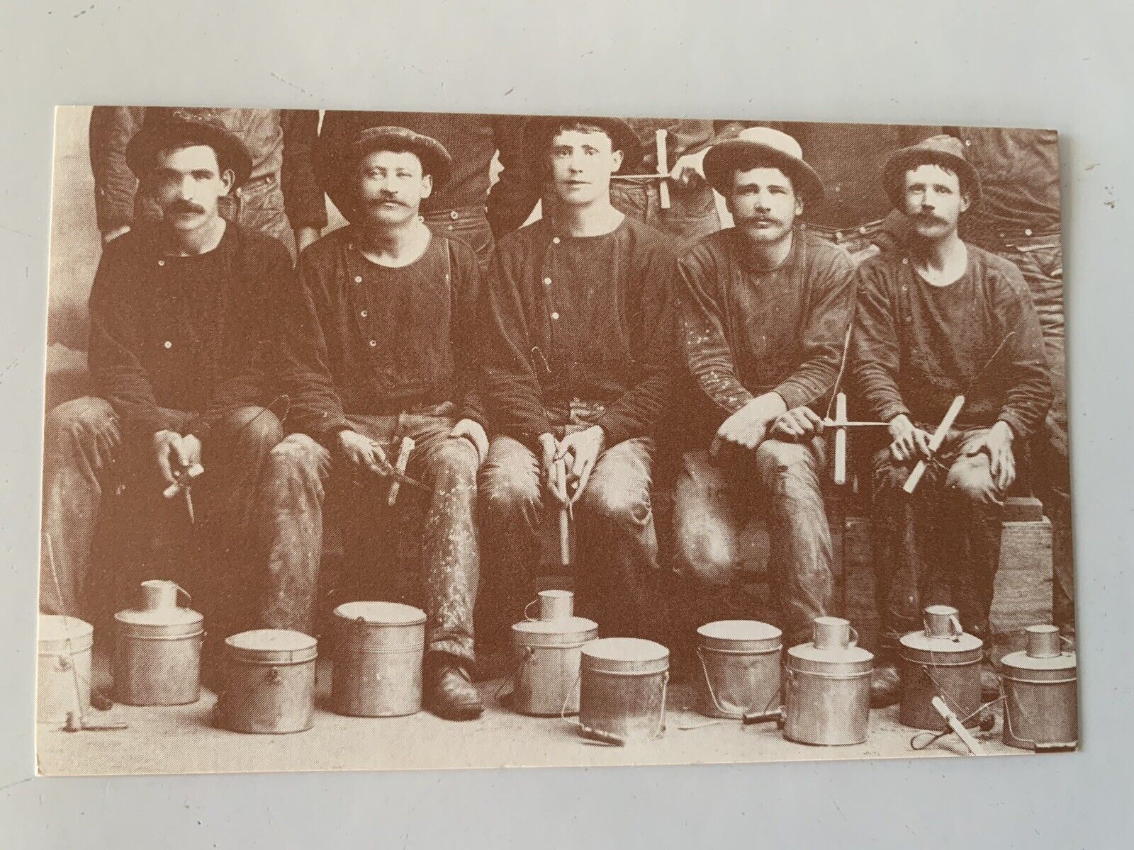 1897 Miners With Candlesticks Postcard 1970s From Bisbee AZ. Historical Museum 