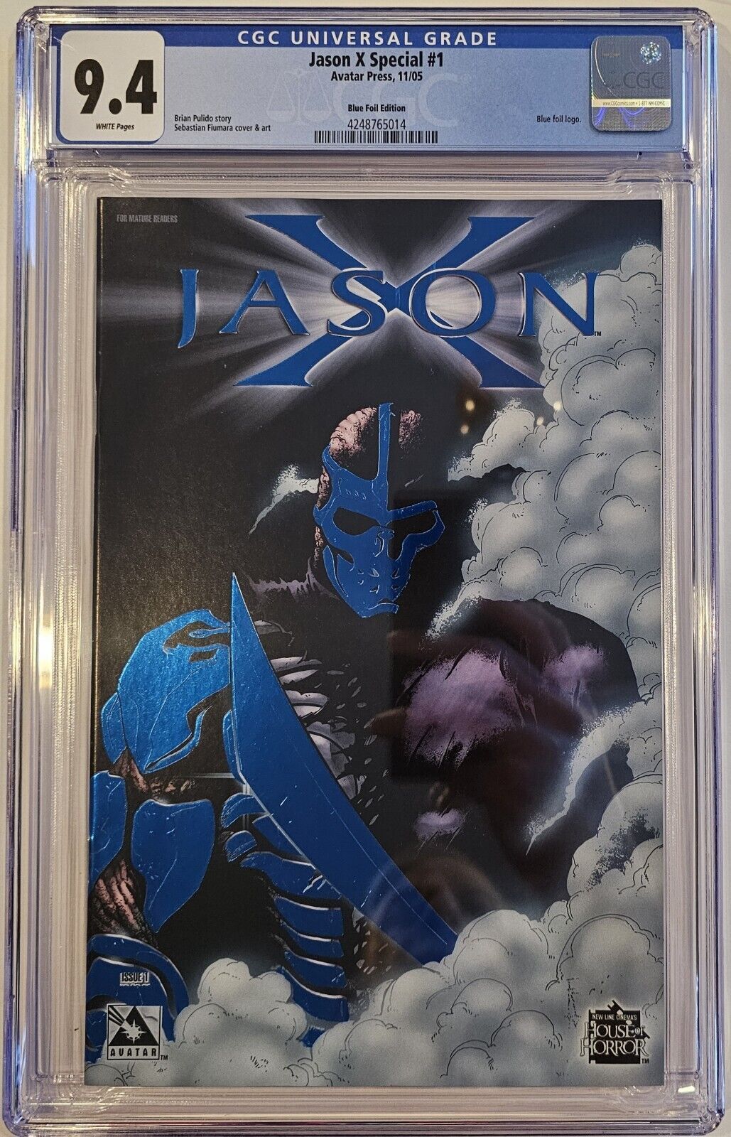 CGC 9.4 FRIDAY THE 13TH JASON X SPECIAL #1 BLUE FOIL ED w/ COA Ltd to 100 Copies