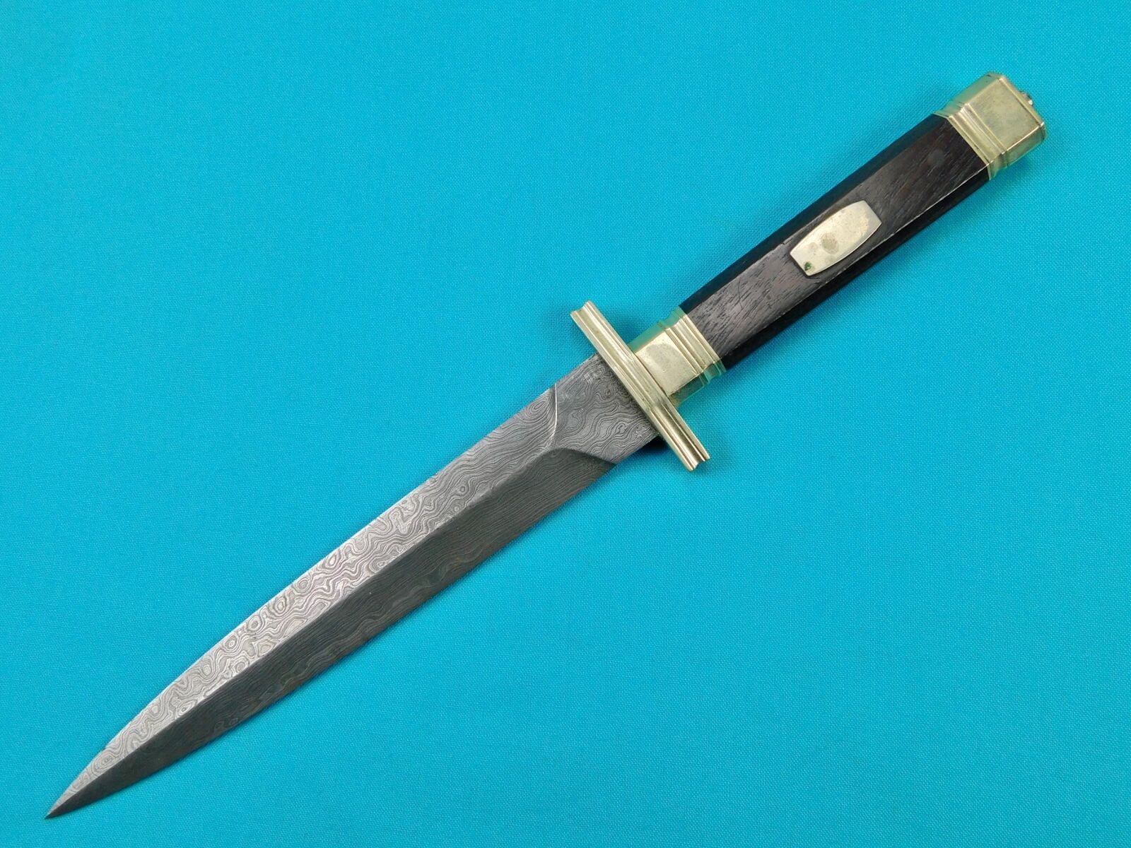 Vintage US Custom Made Damascus Blade Fighting Knife Stiletto Dagger Medium
