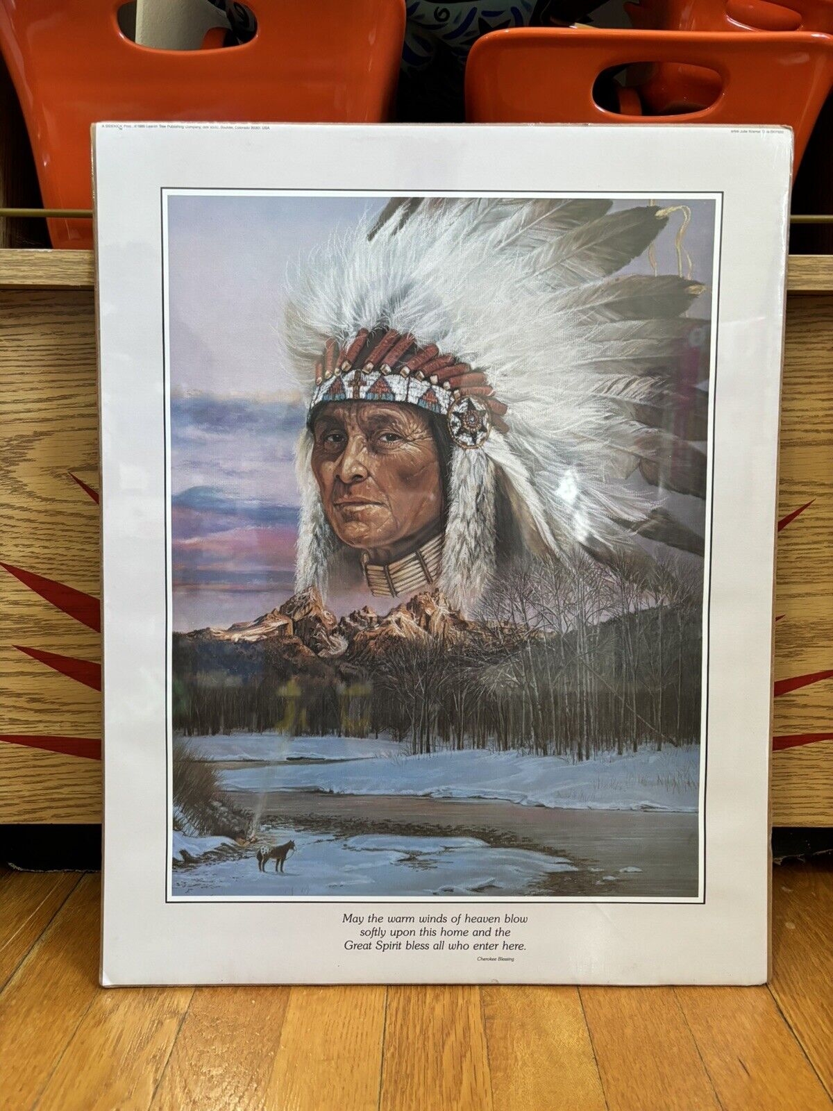 Vintage 1985 Native American Cherokee Blessing Poster