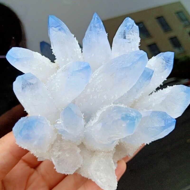 300/400g/500g Natural White Blue Quartz Crystal Clusters Specimen Home Decor