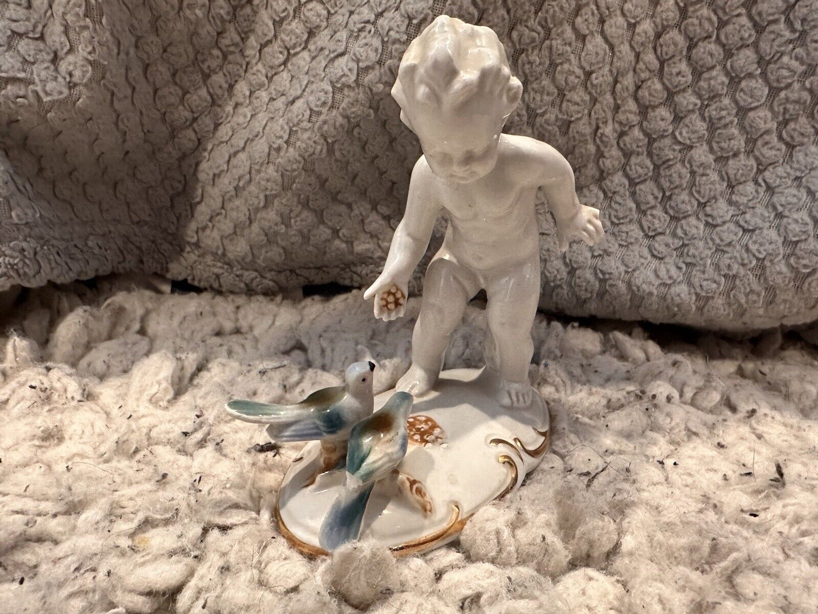 Carl Scheidig Grafenthal Nude Boy Feeding Birds Porcelain Sculpture