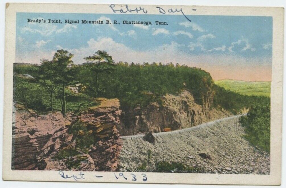 Chattanooga Tn Signal Mountain RR Brady\'s Point Vintage Postcard Tennessee