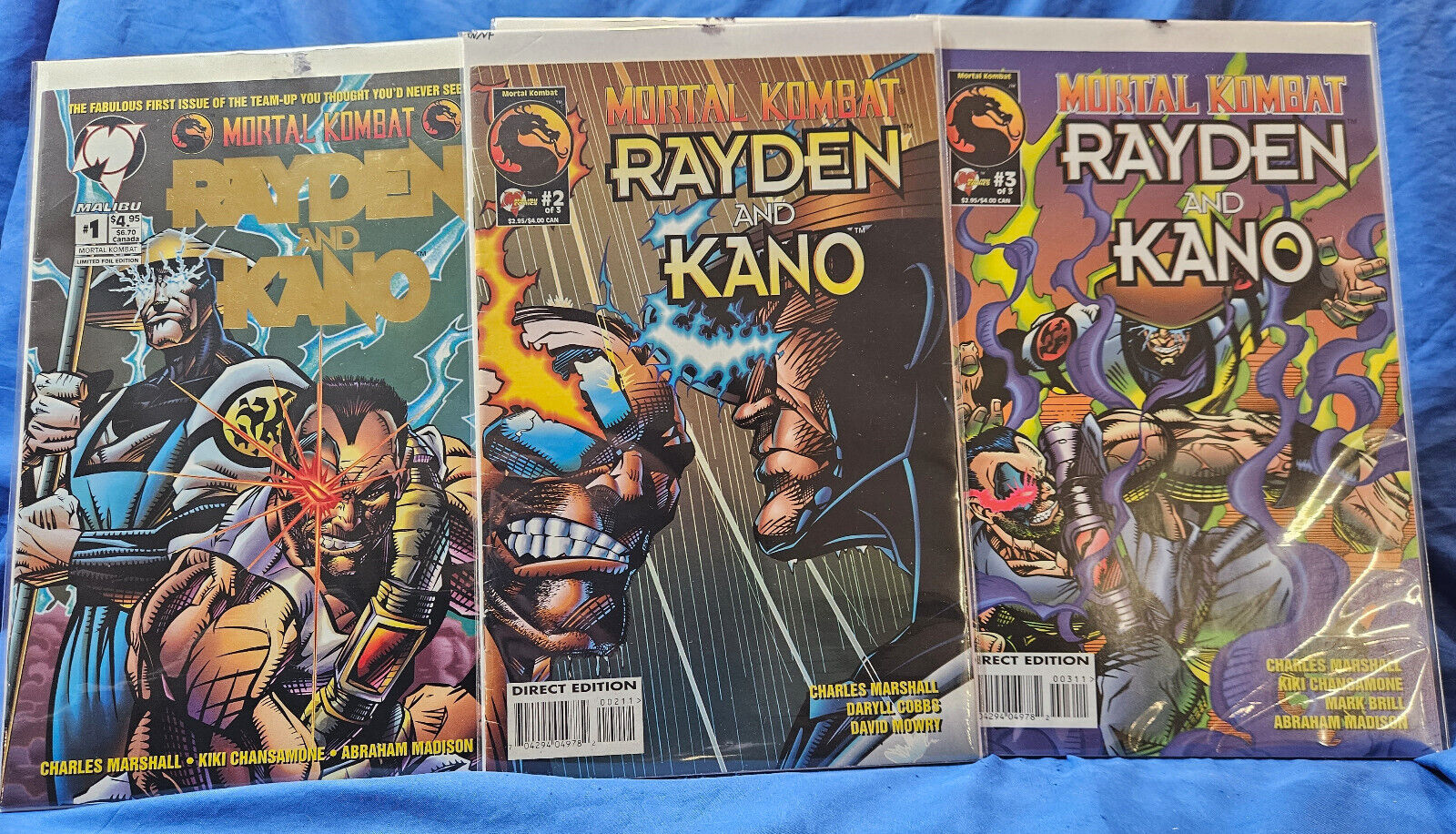 Mortal Kombat Rayden and Kano Comic Series 1-3 Complete 1995 1 2 3 Gold #1