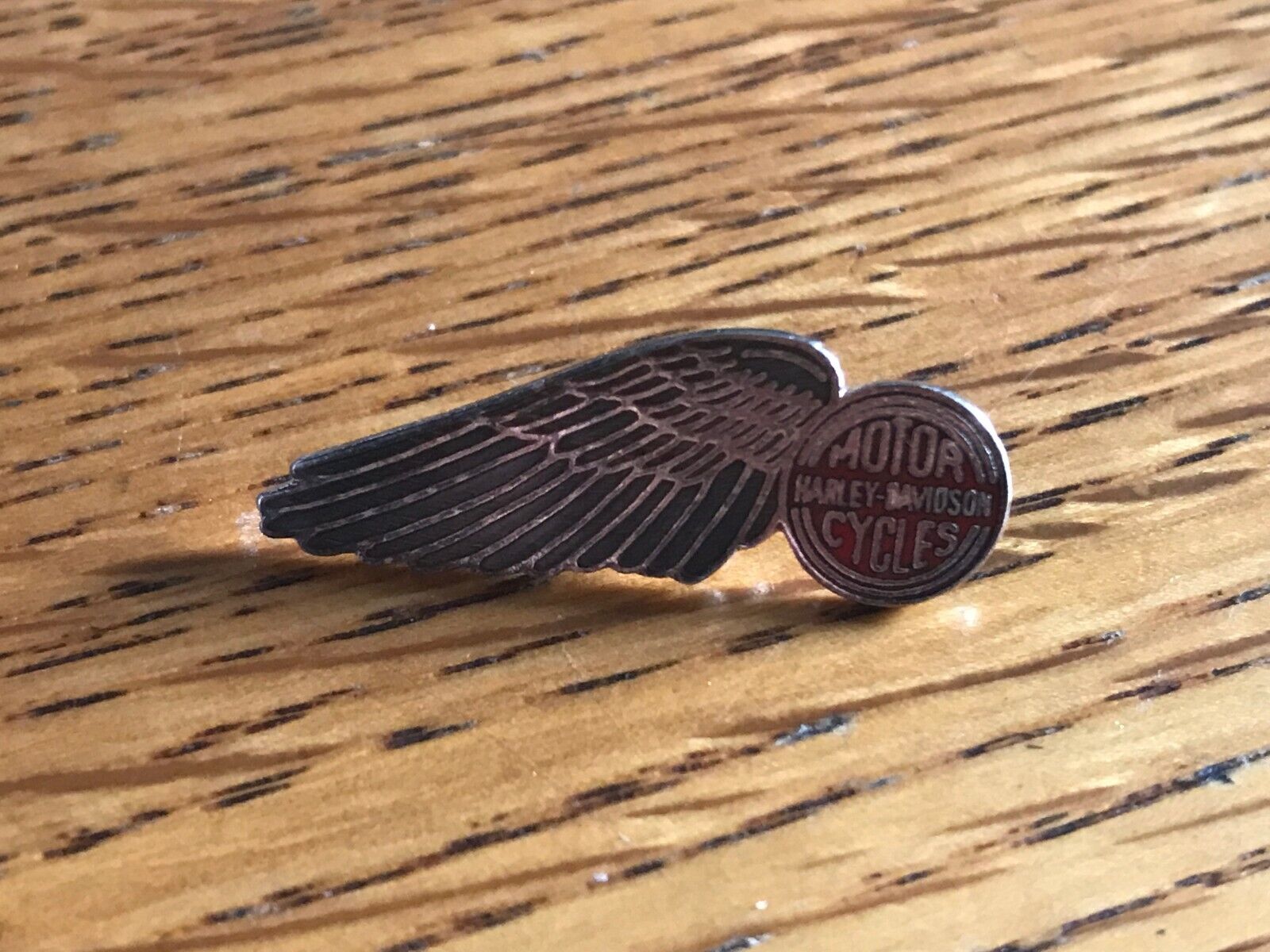 Vintage Small Silver Tone Harley Davidson One Single Wing Pin  