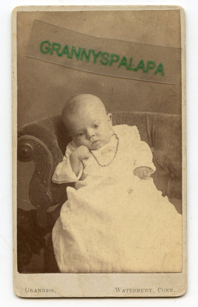 CDV Photo-Chas T DEMAREST-Young Baby-Waterbury Connecticut-Granniss Photographer