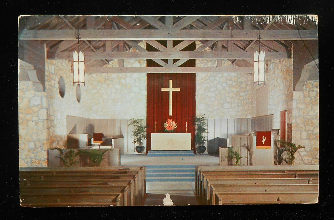 1958 Interior Plymouth Congregational Church Built of Native Coral Rock Miami FL