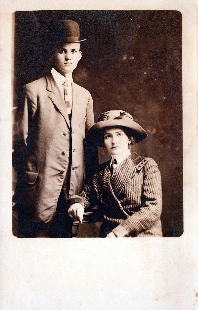 Couple Wearing Hats Real Photo Postcard rppc