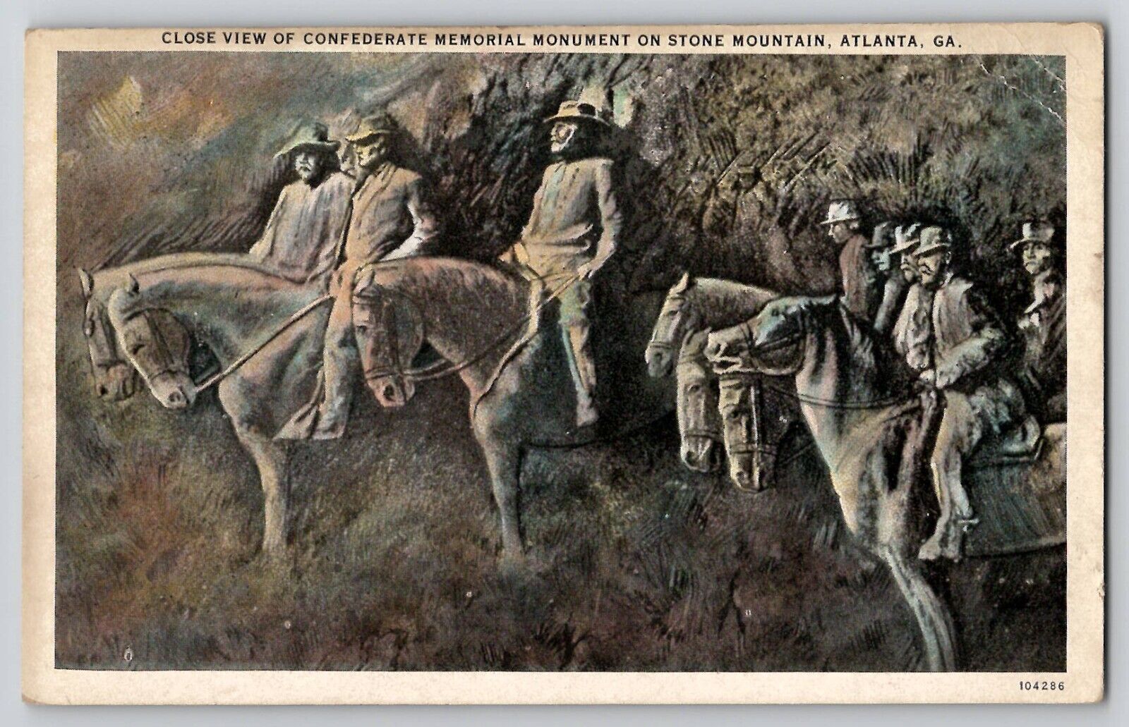 Close View Confederate Memorial Monument Stone Mountain Atlanta GA Postcard 1926
