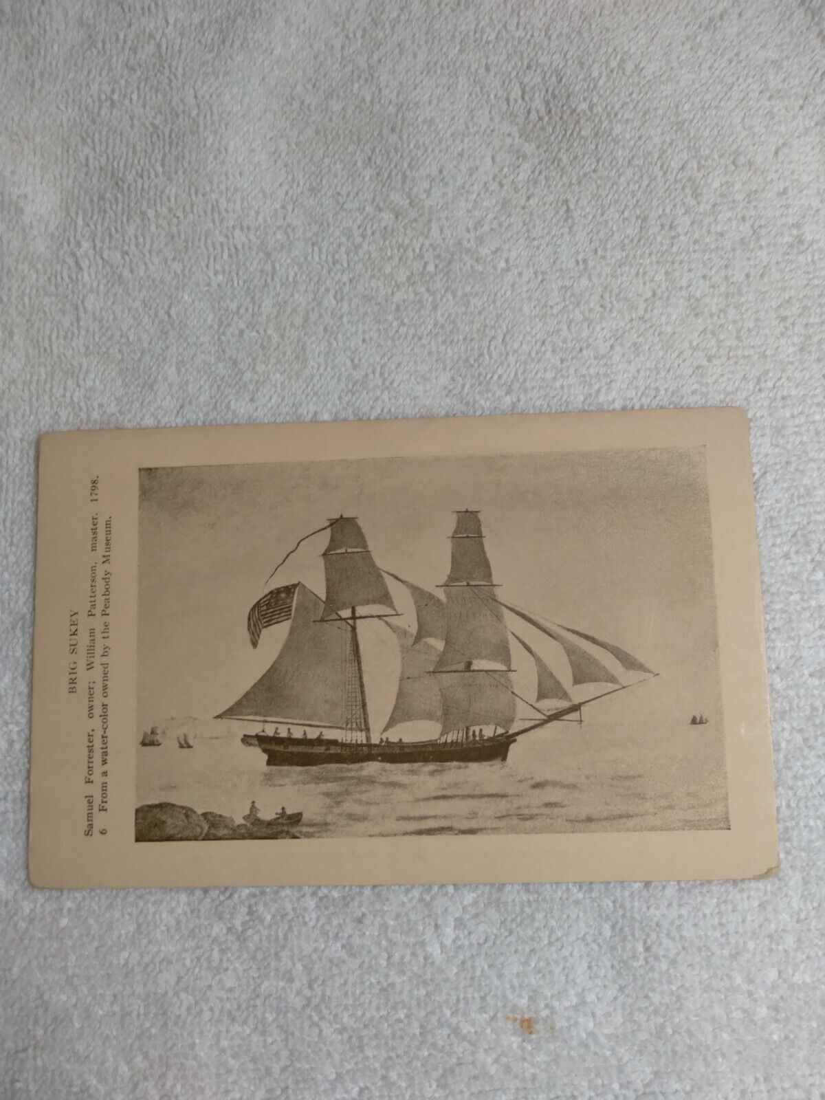 Postcard,  1920-1930, Essex Institute Tall Schooner Ship, Series #6