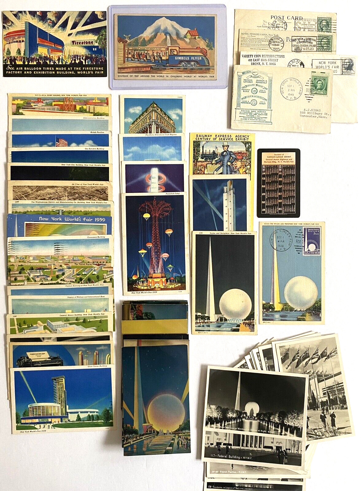 1939 New York World\'s Fair Postcards ICONIC Trylon Perisphere Metalite RPPC