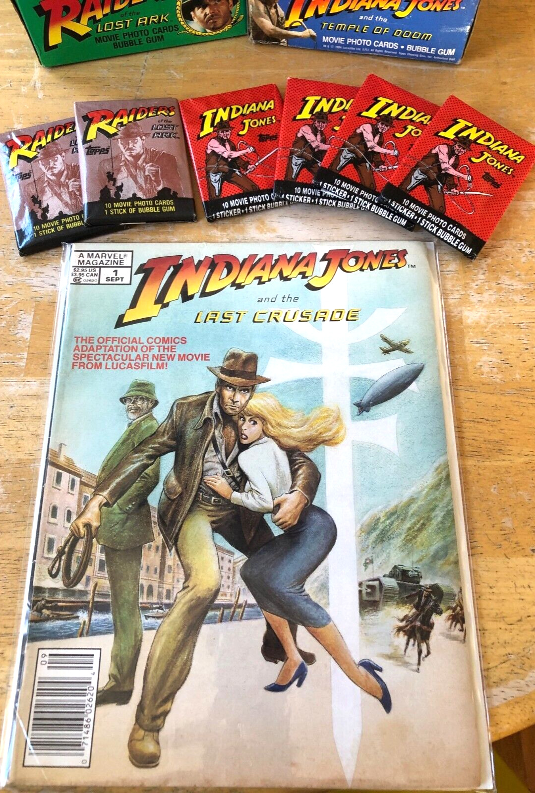 Topps Indiana Jones sealed pack lot 2 Raiders 4 Temple plus Last Crusade comic