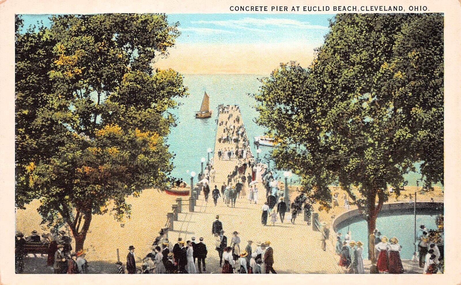 Cleveland OH Ohio Euclid Beach Amusement Park Pier Lake Erie Vtg Postcard D3