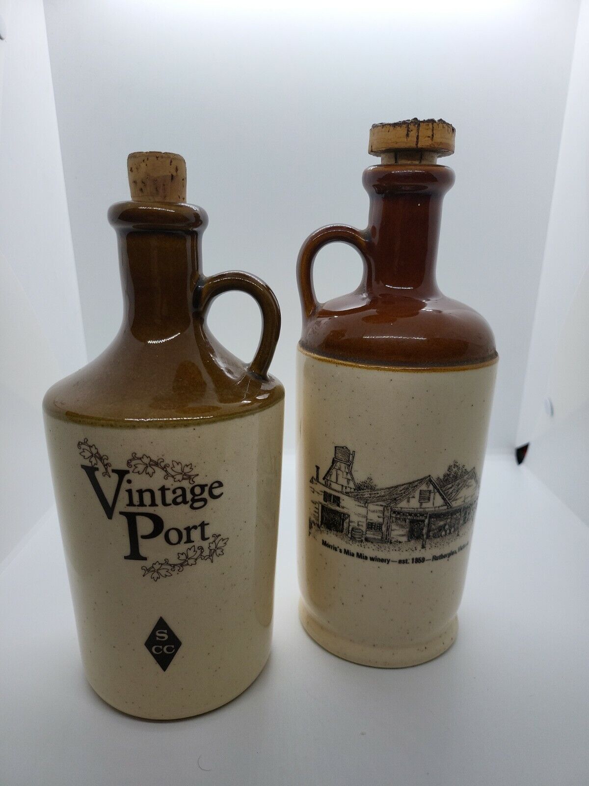 Vintage Port Jug / Bottle Rare Collectors Set 1 & 2 Tyrrells Vinyards Sutcliffe