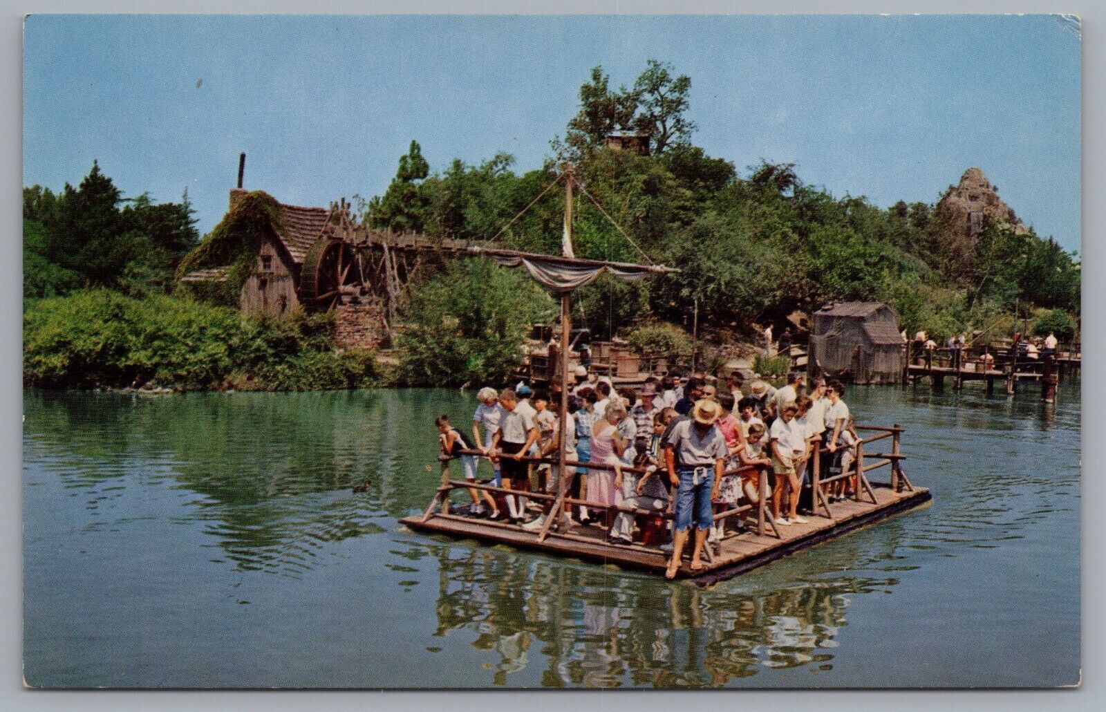 Disneyland Huck Finn Rafts Tom Sawyer Island Frontierland C-4 Postcard