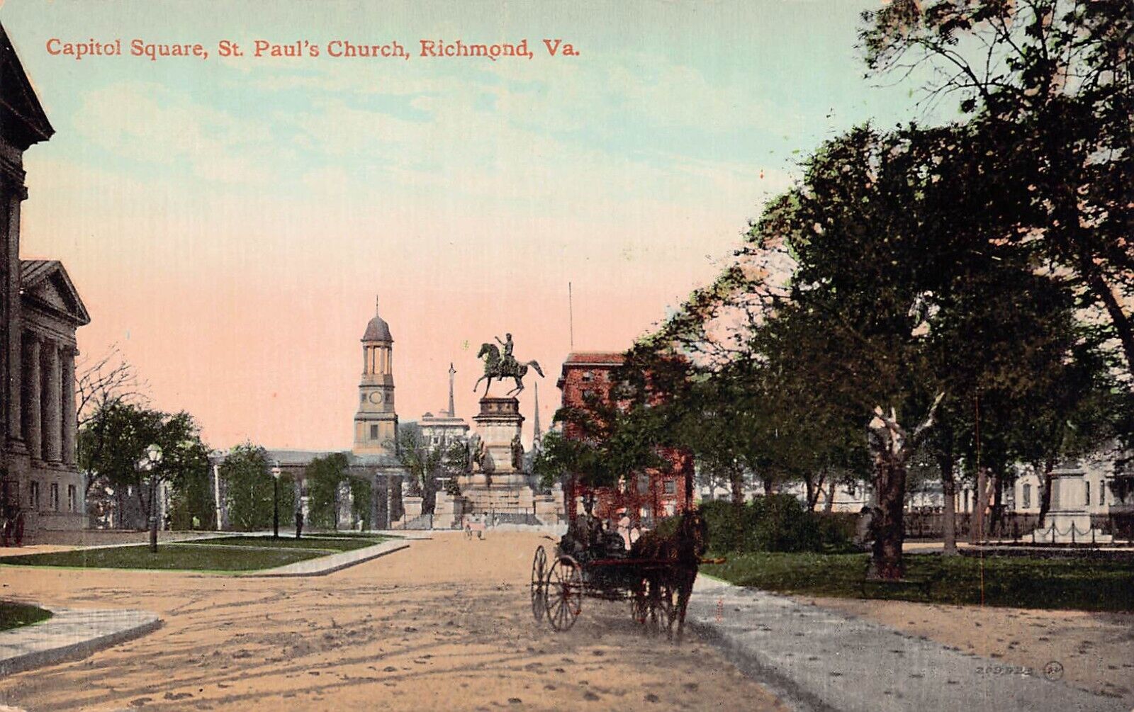 Richmond VA Virginia Capitol Square St Paul\'s Church Downtown Vtg Postcard C51