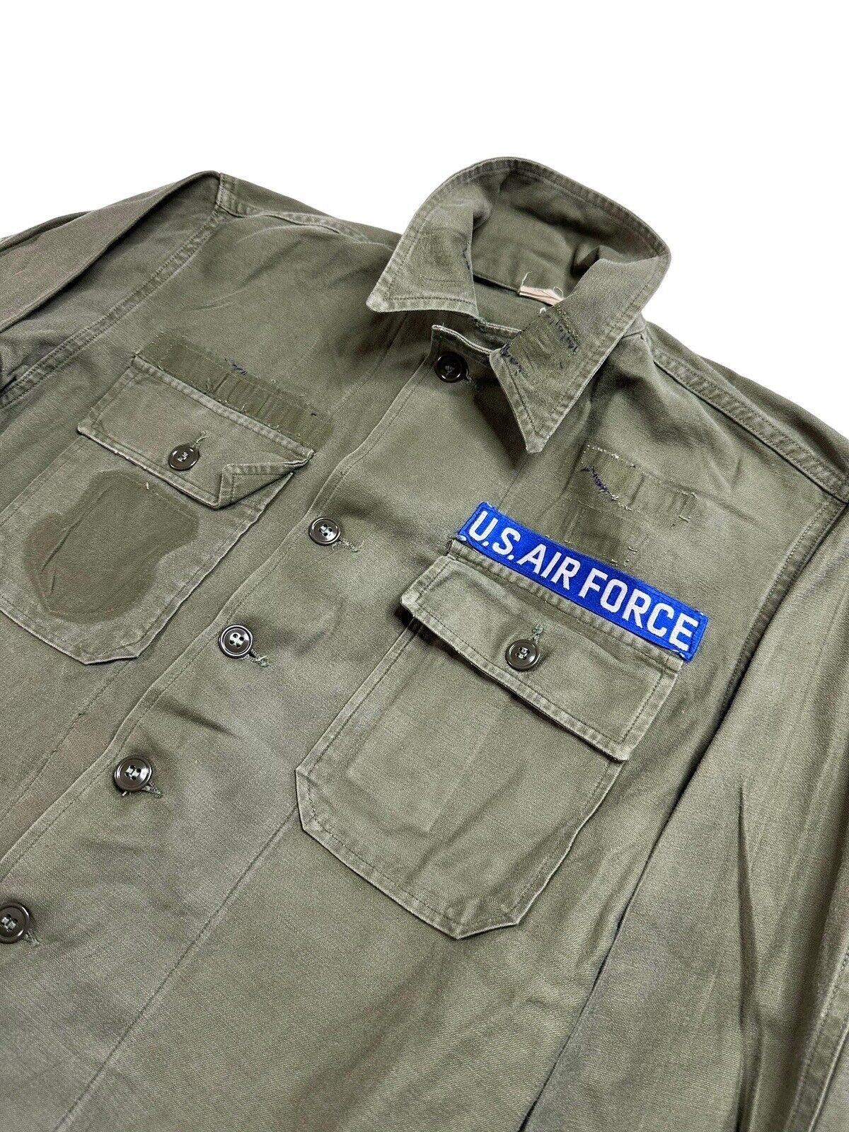 Vietnam Era 1963 USAF Mens Cotton Sateen OG 107 Long Sleeve Shirt Small